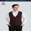 HISDERN Men's Suit Vest Business Formal Dress Waistcoat Vest with 3 Pockets for Suit or Tuxedo Brown view 4