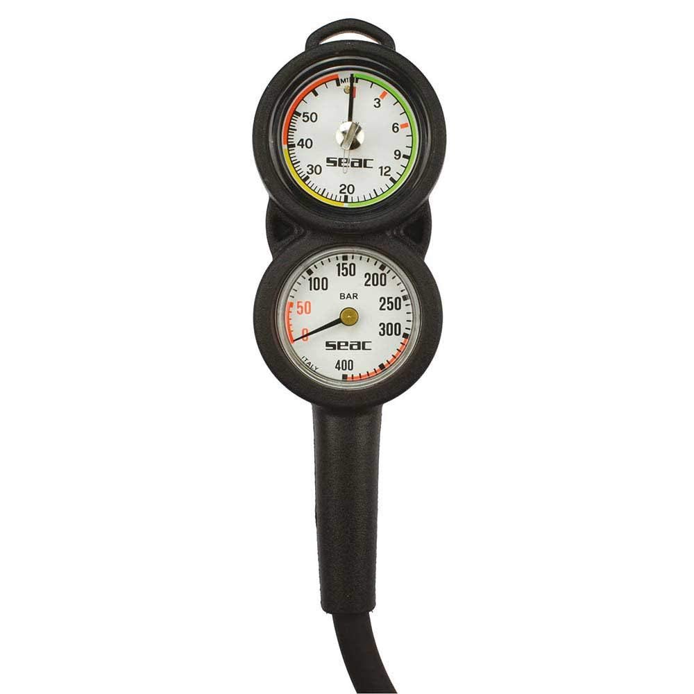 SEAC Console 2, Pressure Gauge and Depth Gauge Underwater, Scale 0-5000 psi and 0-200 ft. Unisex Adult, Black, Standard