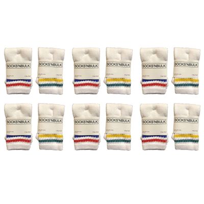 Yacht & Smith 12 Pairs of Wholesale Bulk Pairs Kids Cotton Tube Socks, Boys Girls, Referee Style