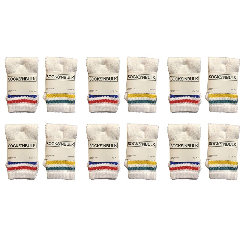 Yacht & Smith 12 Pairs of Wholesale Bulk Pairs Kids Cotton Tube Socks, Boys Girls, Referee Style