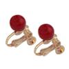 Bridal Wedding Clip Earrings No Pierced Gold Plated Charm Jewelry Pearl earrings (12mm screw gold red) view 2