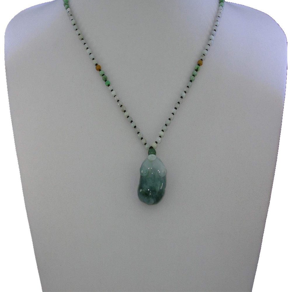 1.1" Grade A Jadeite Jade (Hisui Jade) Lucky Pig and Wealthy Coin Adjustable Necklace (530mm-680mm) Pendants-China Certified