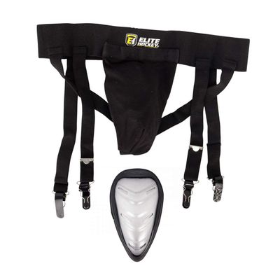 Elite Hockey Pro Support with Cup 3-in-1 (Black, Junior Small/Medium)