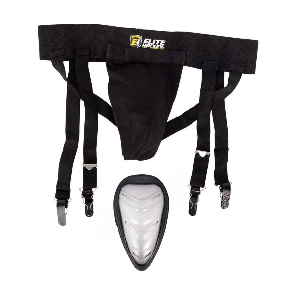 Elite Hockey Pro Support with Cup 3-in-1 (Black, Junior Small/Medium)
