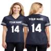 Custom Sports Jersey T-Shirt | Personalized Workout Sport Shirt for Women - Design Your Own Team Name & Number for Football and More Navy view 2
