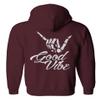 0153. Good Vibe Society Bones Hand Shaka Cool Vintage Graphic Sweatshirt Pullover Hoodie (Maroon, Small) view 3