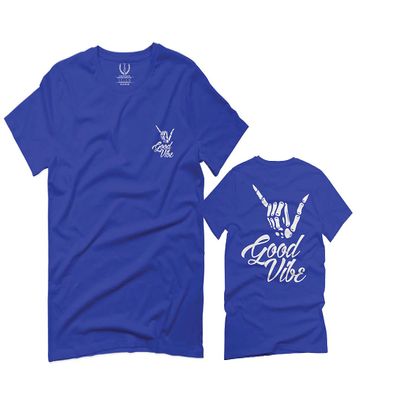 0153. Good Vibe Society Bones Hand Shaka Cool Vintage Graphic for Men T Shirt (Royal 2X-Large)