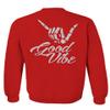 0153. Good Vibe Society Bones Hand Shaka Cool Vintage Graphic Men's Crewneck Sweatshirt (Red, X-Large) view 3