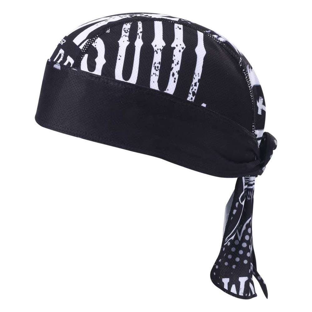 HEROBIKER Sweat Wicking Skull Cap Beanie Bandana Helmet Liner Outdoor Running Adjustable (Black 1)
