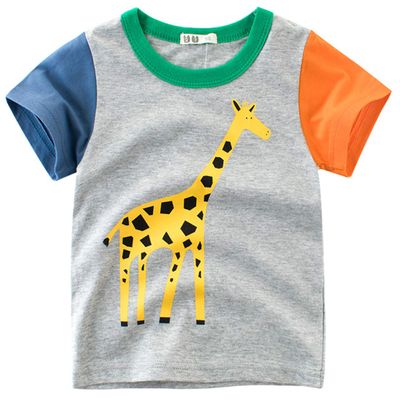 M RACLE Little Boys Toddler Short Sleeve Tee T Shirt(Giraffe,7T)
