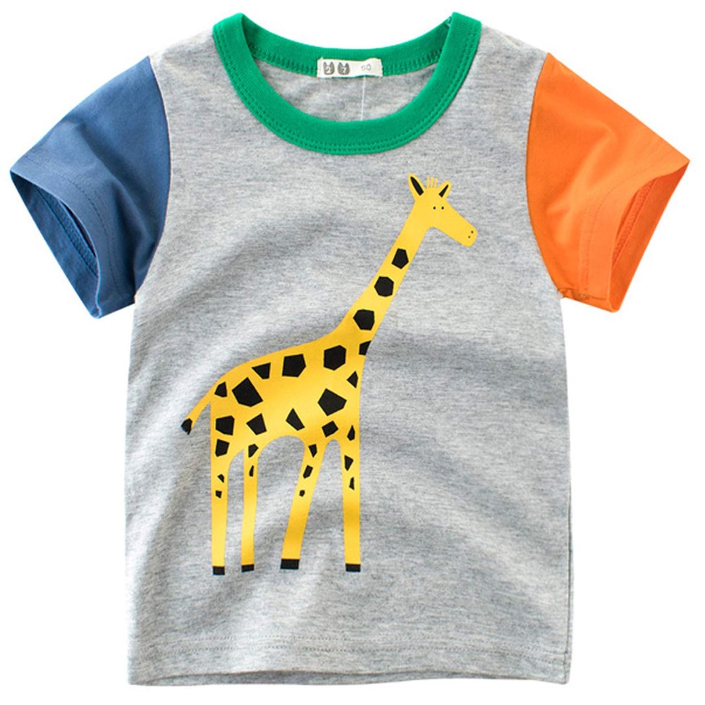M RACLE Little Boys Toddler Short Sleeve Tee T Shirt(Giraffe,7T)