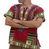 RaanPahMuang Traditional African Dashiki Shirt in Light Thin Grade Batik Cotton, 5X-Large, Dark Red view 1