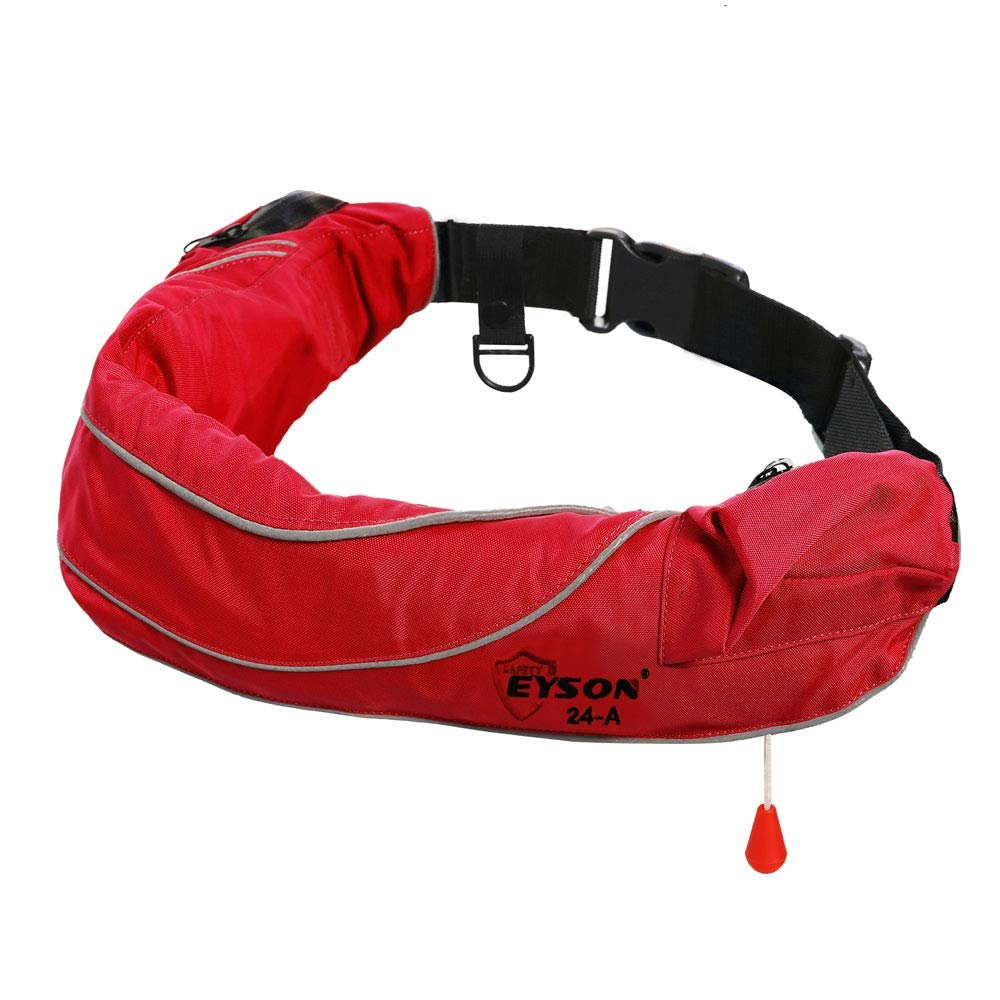 Eyson Inflatable Life Jacket Life Vest Life Ring Belt Pack Waist Bag Automatic (Red)