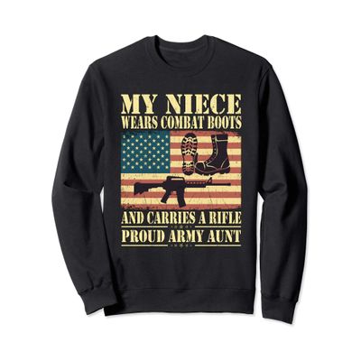 My Niece Wears Combat Boots Proud Army Aunt Military Gift Sweatshirt