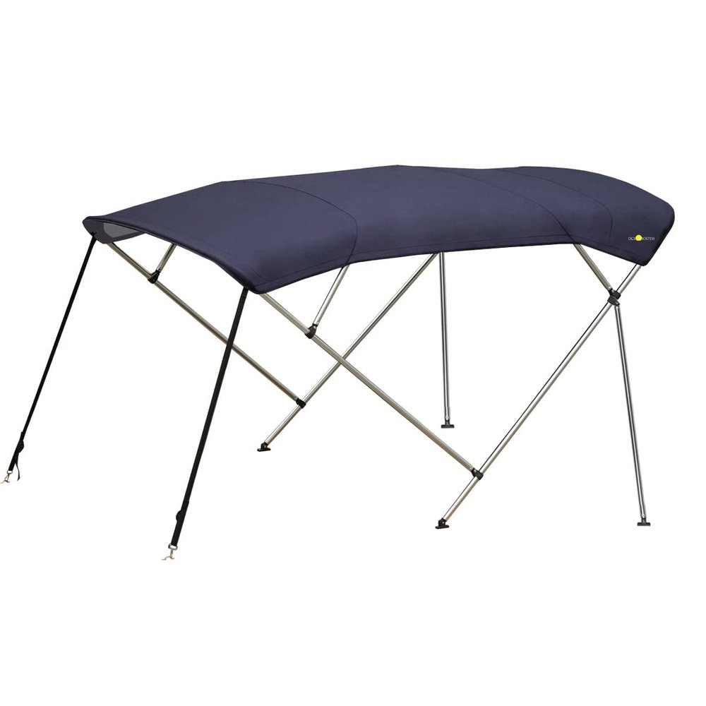 Oceansouth 4 Bow Bimini Top Premium Range 8ft Length (Blue, Bimini TOP 8ft 4 Bow 85"-90") Bows Frame Sun Shade Boat Waterproof Cover Boot Storage Strap Large Bow Big Fishing Pole Covers Beach