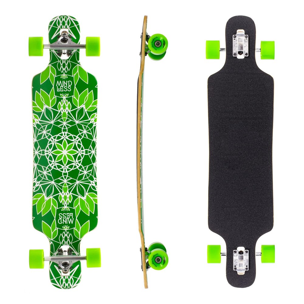 Mindless Sanke Ill Green | 39 Drop Through Longboard 8 Ply Maple Low Centre of Gravity W 7 DT Trucks for Greater Stability | 70mm 80A Soft Wheels Fast Responsive | Downhill Style City Cruiser