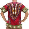 RaanPahMuang Traditional African Dashiki Shirt in Light Thin Grade Batik Cotton, 7X-Large, Dark Red view 2