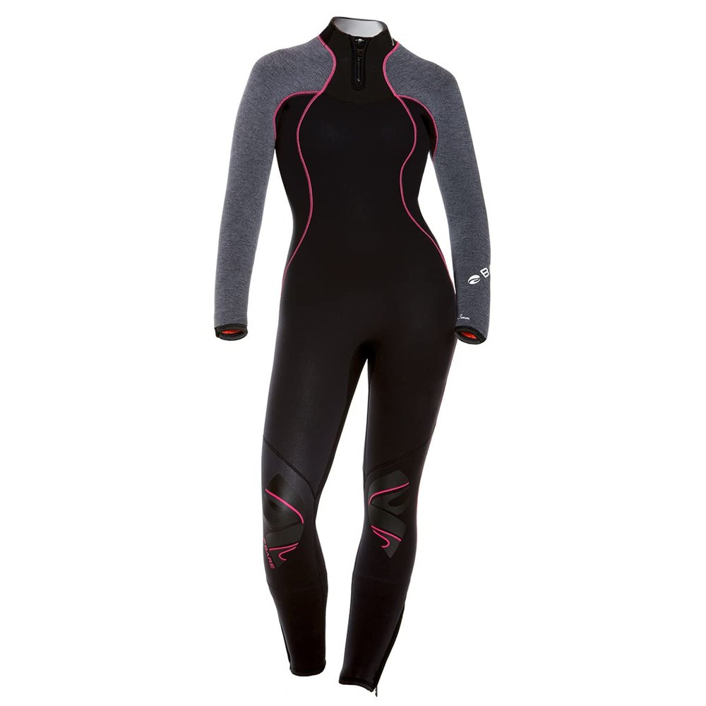 BARE 3/2MM Women's Nixie Ultra Full Wetsuit | Great for Scuba Diving | Comfortable Full Stretch Neoprene | Long Sleeve | Unique Omnired Material Woven into Fabric for Added Warmth | Grey Healther 14