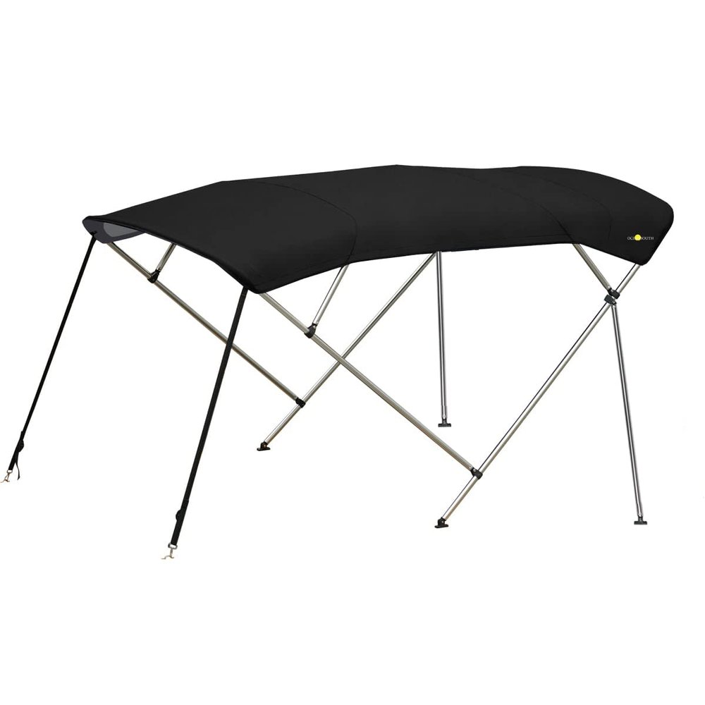 Oceansouth 4 Bow Bimini Top Premium Range 8ft Length (Black, Bimini TOP 8ft 4 Bow 85"-90") Bows Frame Sun Shade Boat Waterproof Cover Boot Storage Strap Large Bow Big Fishing Pole Covers Beach