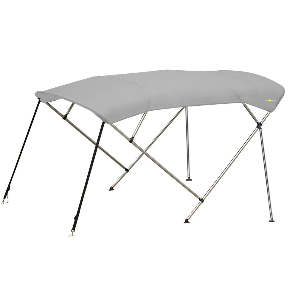Oceansouth 4 Bow Bimini Top Premium Range 8ft Length (Grey, Bimini TOP 8ft 4 Bow 85"-90") Bows Frame Sun Shade Boat Waterproof Cover Boot Storage Strap Large Bow Big Fishing Pole Covers Beach