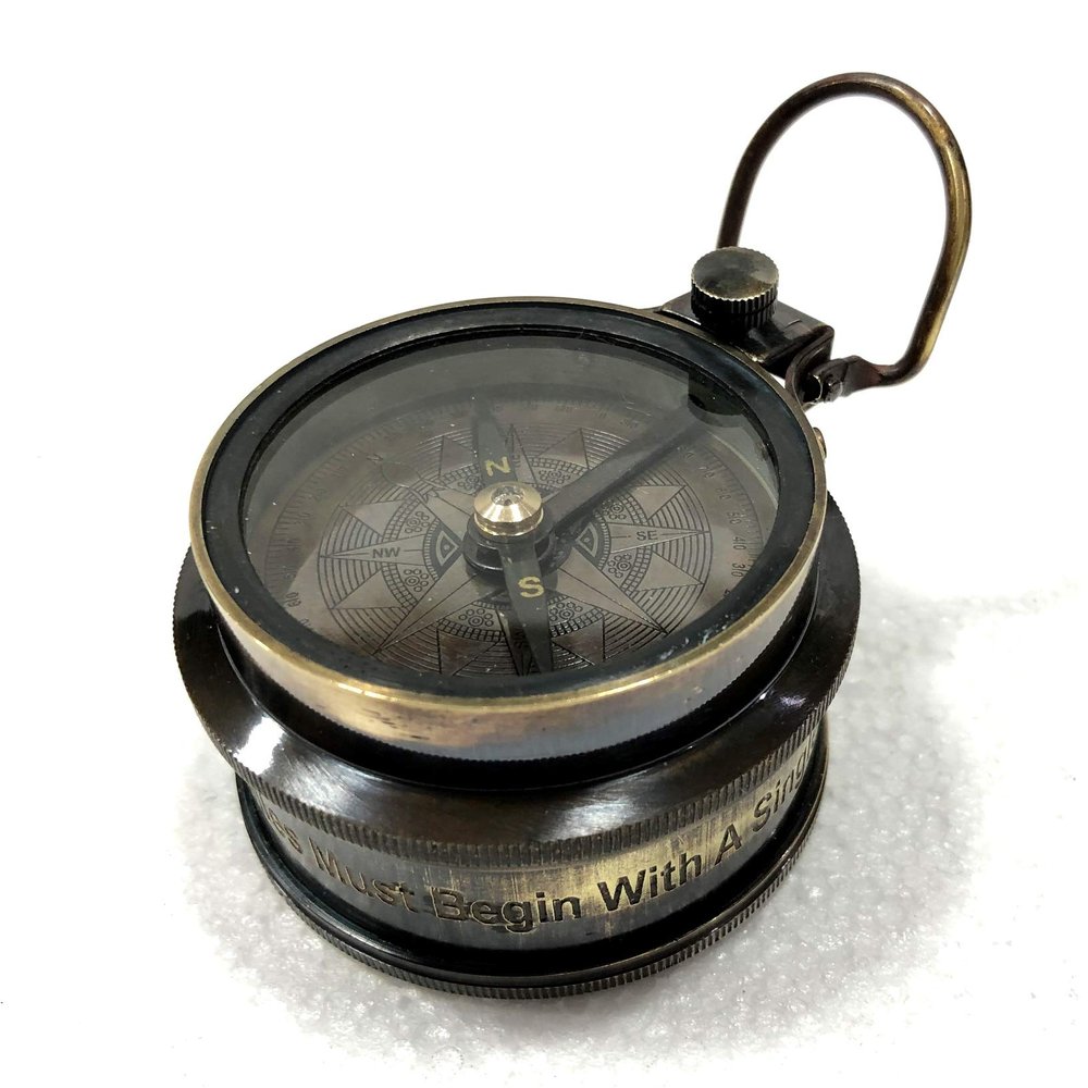 Antique Nautical Measuring Tape Pocket Compass 2.5" Brass Navigation Pocket Solid Brass Compass