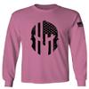 0146. Military Patriotic Molon Labe Spartan Helmet American Flag Men's Long Sleeve t Shirt (Pink Medium) view 1