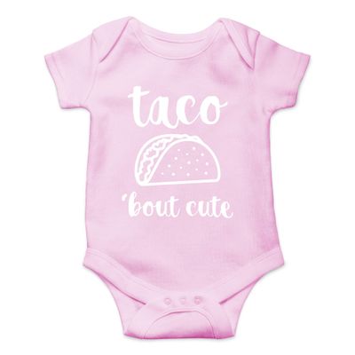 AW Fashions Taco 'Bout Cute Bodysuit Cute Newborn Girl Outfits Baby Announcement Coming Home Outfit Boy (12 Months, Pink)