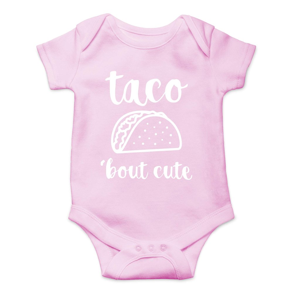 AW Fashions Taco 'Bout Cute Bodysuit Cute Newborn Girl Outfits Baby Announcement Coming Home Outfit Boy (12 Months, Pink)