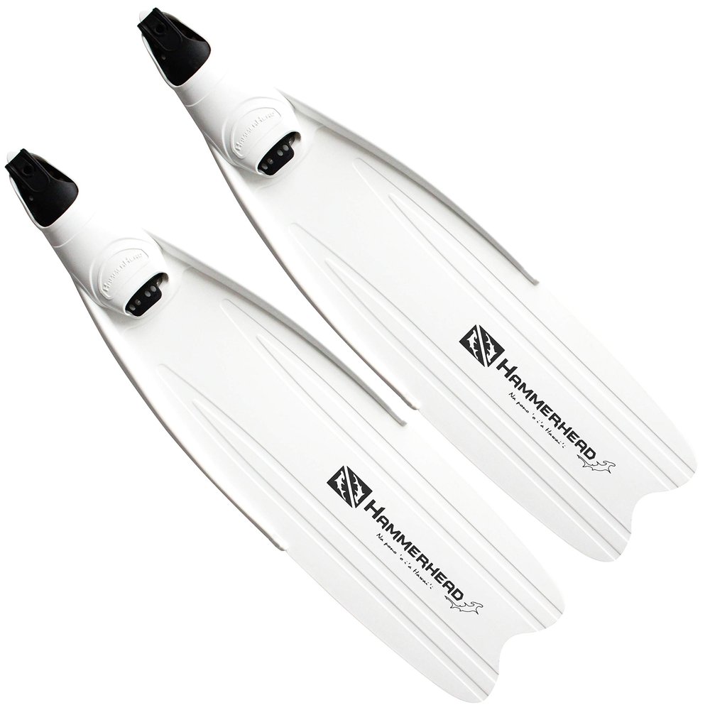 Hammerhead Spearguns Kaudal Fins, Complete Pair, White/White, Large (10-11)