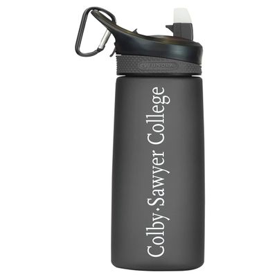 Colby-Sawyer College Tritan Plastic Frosted Sport Water Bottle, Design-1 - Black