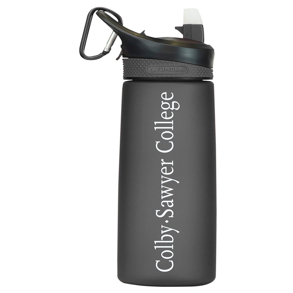 Colby-Sawyer College Tritan Plastic Frosted Sport Water Bottle, Design-1 - Black