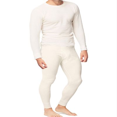 Place and Street Mens Cotton Thermal Underwear Set Shirt Pants Long Johns White