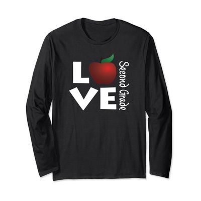 Second Grade Teacher Love w/ Apple Long Sleeve #teacherlife