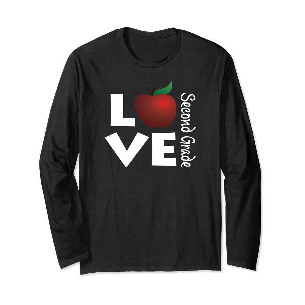 Second Grade Teacher Love w/ Apple Long Sleeve #teacherlife