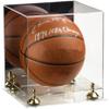 Better Display Cases Basketball Holder Clear Full Size Acrylic Display Case with Gold Risers ,Clear Two Tiered Base ,Mirror back11 L x 11" W x 11" H (A001-GR) view 1