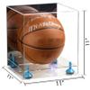 Better Display Cases Basketball Holder Clear Full Size Acrylic Display Case with Blue Risers ,Clear Two Tiered Base ,Mirror Back 11" L x 11" W x 11" H (A001-BLR) view 2