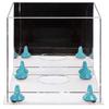 Better Display Cases Basketball Holder Clear Full Size Acrylic Display Case with Blue Risers ,Clear Two Tiered Base ,Mirror Back 11" L x 11" W x 11" H (A001-BLR) view 3