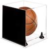 Better Display Cases Basketball Holder Clear Full Size Acrylic Display Case with Black Risers ,Clear Two Tiered Base ,Mirror back11 L x 11" W x 11" H (A001-BR) view 4