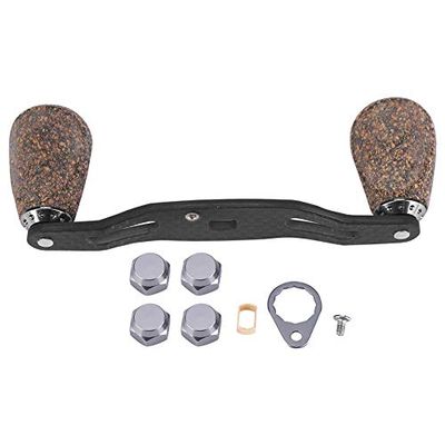 Carbon Fiber Fishing Reel Handle, Reel Handle Set with Wood Knob Fittings for Fishing Reels