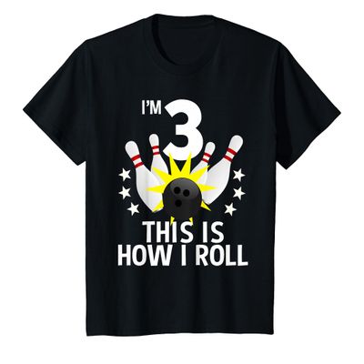 3 Year Old Bowling Birthday Party Shirt How I Roll 3rd Gift T-Shirt