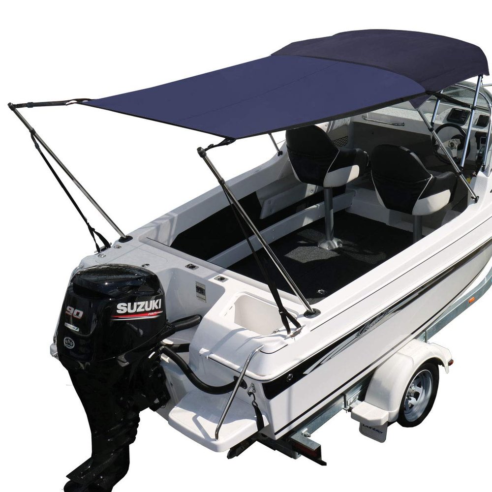 Oceansouth Bimini Extension Airflow Boat Shades (Blue, Length 5.5' x Width 6.8') top Extension Sun Shade Boat sail Covers Seats Tent Awning Hardware kit Bimini Accessories Canopy Waterproof