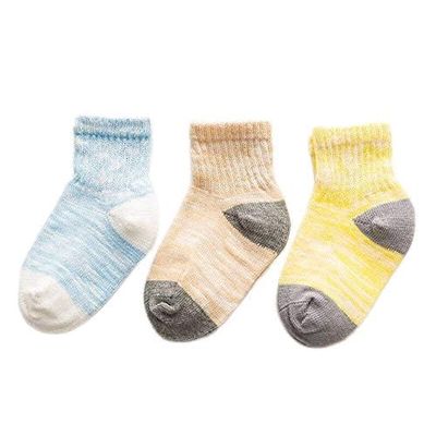 3 Pair/Lot Girls Boys Socks For Newborn Print Striped Crown Patchwork Meias Spring Cotton Soft Infant Toddler Floor Sokken (B4, 6M)