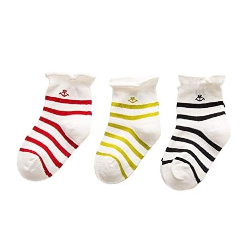 3 Pair/Lot Baby Girls Boys Socks For Newborn Print Striped Crown Patchwork Meias Spring Cotton Soft Infant Toddler Floor Sokken (G1, 12M)