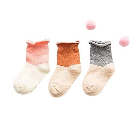 3 Pair/Lot Baby Girls Boys Socks For Newborn Print Striped Crown Patchwork Meias Spring Cotton Soft Infant Toddler Floor Sokken (G3, 6M)
