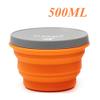YYCC 1Pack 500ML Collapsible Silicone Bowl with Lid for Outdoor Camping,Travel, Hiking and Indoor Home Kitchen, Office, School Student, Microwave, Freezer, Food-Grade, Space-Saving (Orange, 500ML) view 1