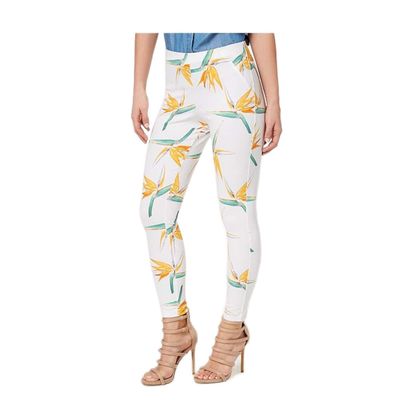 HUE Womens Tropical Floral Simply Stretch Skimmer Leggings White XS $40 -NWT