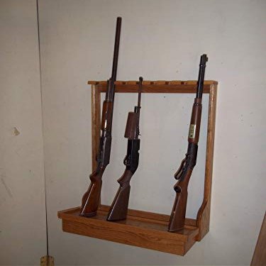 Handmade 8 Gun Vertical Wall Rack Single Barrel Model (Golden Oak Finish)