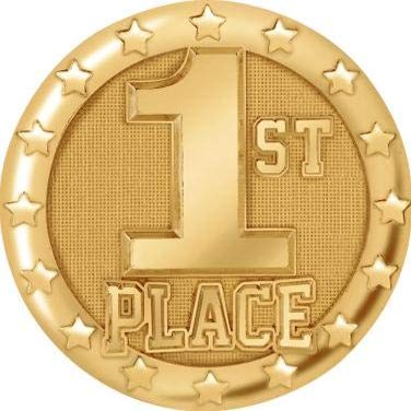 Crown Awards First Place Pins Gold, 1st Place Lapel Pins for First Place Trading Pins 100 Pack Prime