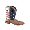 Smoky Men's 10EE Red Blue American Flag Brown Leather Western Square Toe Boots view 1