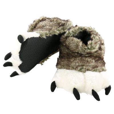 Lazy One Animal Paw Slippers for Kids and Adults, Fun Costume for Kids, Cozy Furry Slippers (Wolf, Small)
